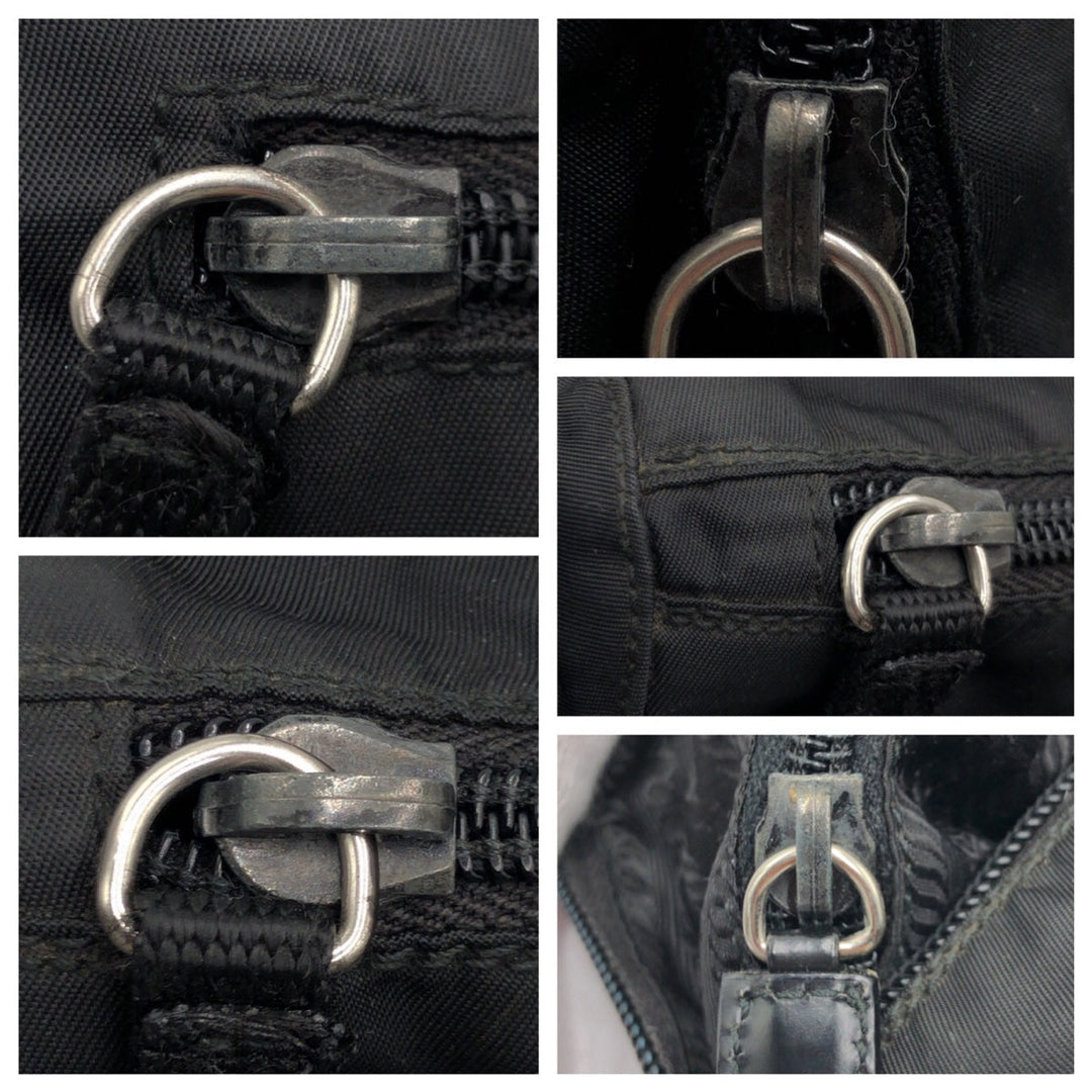 PRADA Shoulder Bag Nylon Black black Shoulder back pochette Test Triangular logo Women Used Authentic