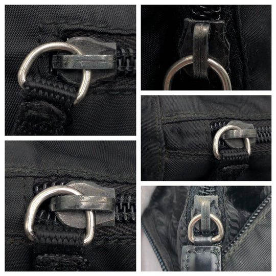 PRADA Shoulder Bag Nylon Black black Shoulder back pochette Test Triangular logo Women Used Authentic