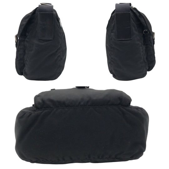 PRADA Shoulder Bag Nylon Black black Shoulder back pochette Test Triangular logo Women Used Authentic