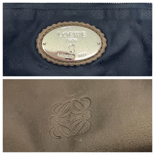 LOEWE Shoulder Bag leather Brown Silver Metal Shoulder Bag Crossbody Pochette Flamenco Anag Lamb Women Used Authentic