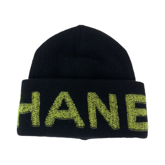 CHANEL Knit cap Wool, Cashmere Black Yellow Knit cap knit cap Women No Size (See Description) Used Authentic