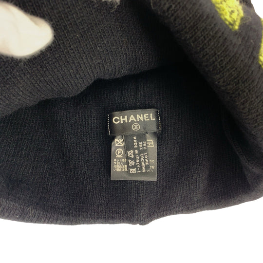 CHANEL Knit cap Wool, Cashmere Black Yellow Knit cap knit cap Women No Size (See Description) Used Authentic
