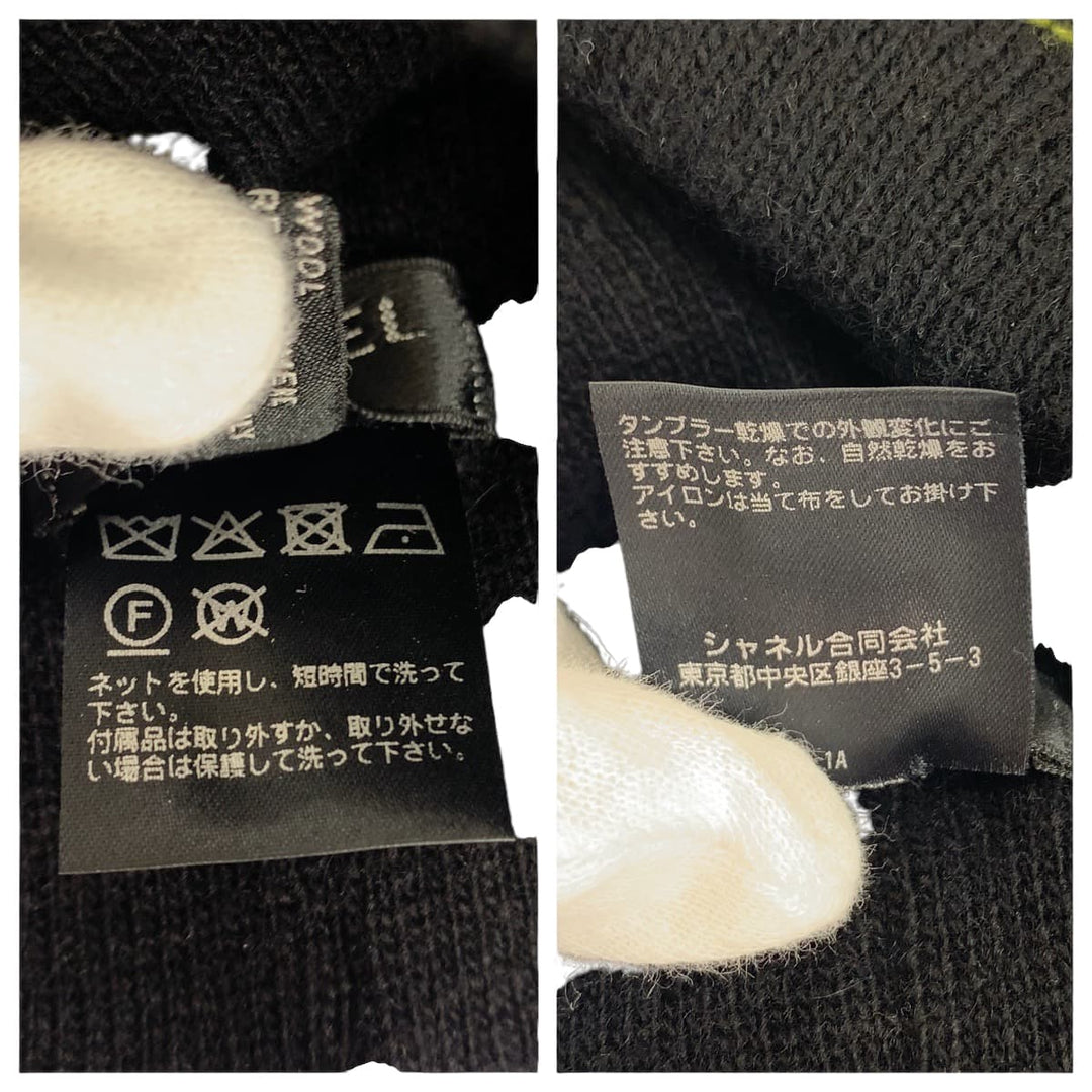 CHANEL Knit cap Wool, Cashmere Black Yellow Knit cap knit cap Women No Size (See Description) Used Authentic