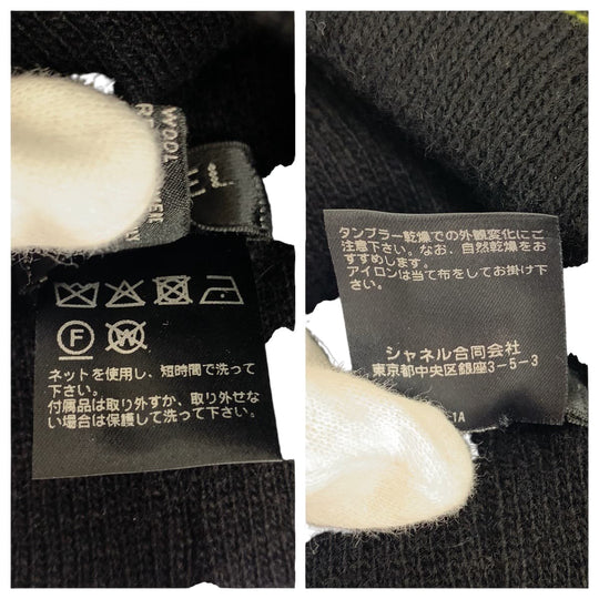 CHANEL Knit cap Wool, Cashmere Black Yellow Knit cap knit cap Women No Size (See Description) Used Authentic