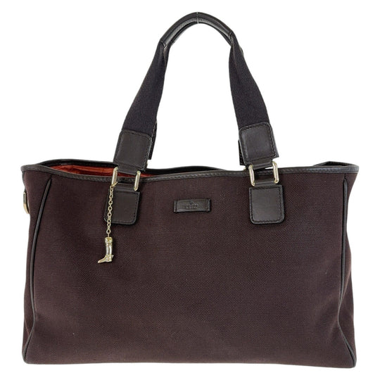 GUCCI Tote Bag 264216 Canvas, Leather Brown Gold Metal Tote Bag handbag Women Used Authentic