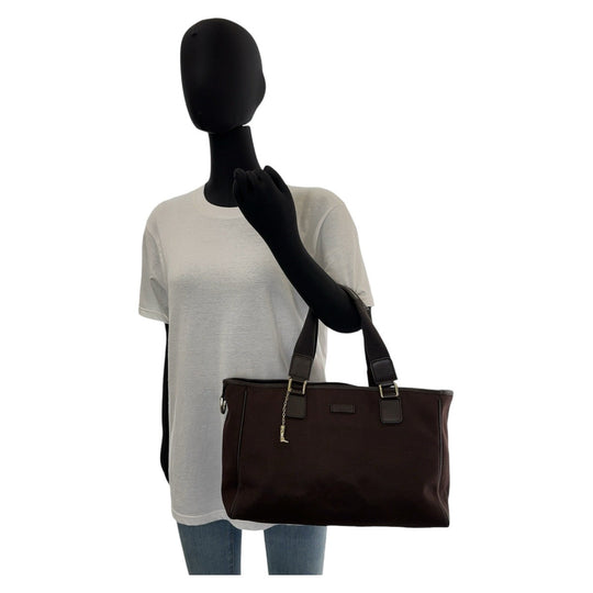 GUCCI Tote Bag 264216 Canvas, Leather Brown Gold Metal Tote Bag handbag Women Used Authentic