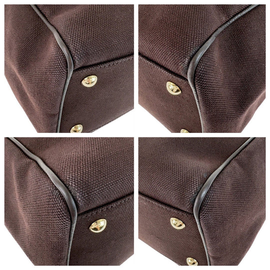GUCCI Tote Bag 264216 Canvas, Leather Brown Gold Metal Tote Bag handbag Women Used Authentic