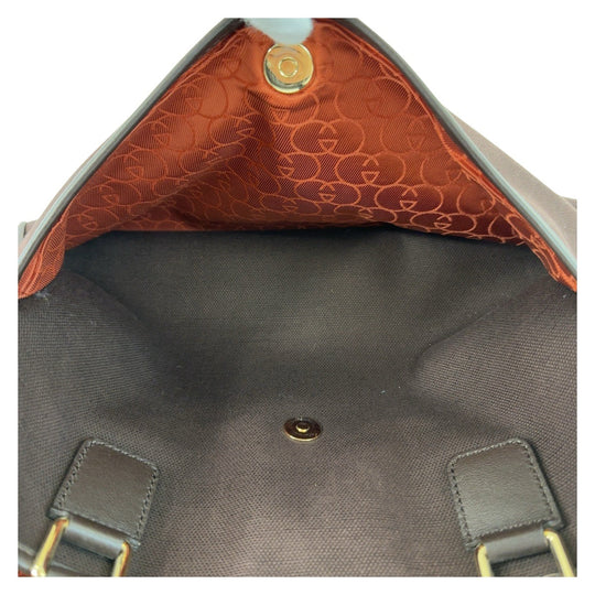 GUCCI Tote Bag 264216 Canvas, Leather Brown Gold Metal Tote Bag handbag Women Used Authentic