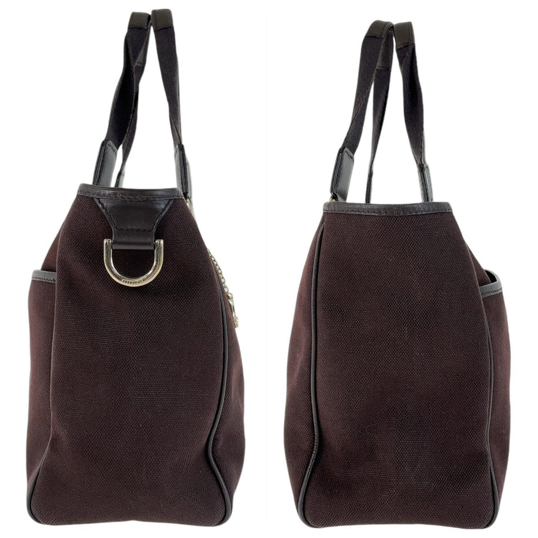 GUCCI Tote Bag 264216 Canvas, Leather Brown Gold Metal Tote Bag handbag Women Used Authentic