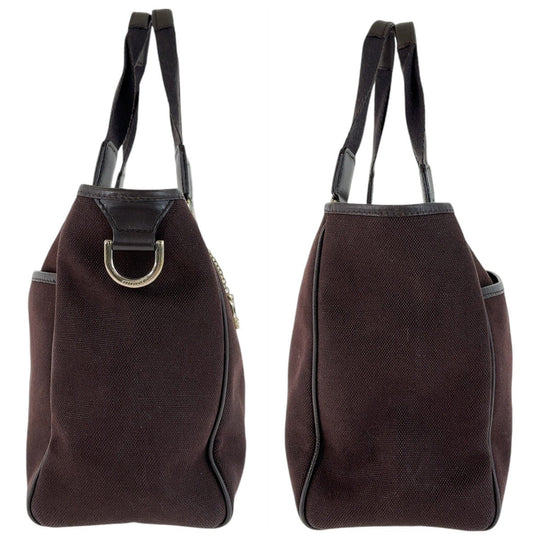GUCCI Tote Bag 264216 Canvas, Leather Brown Gold Metal Tote Bag handbag Women Used Authentic