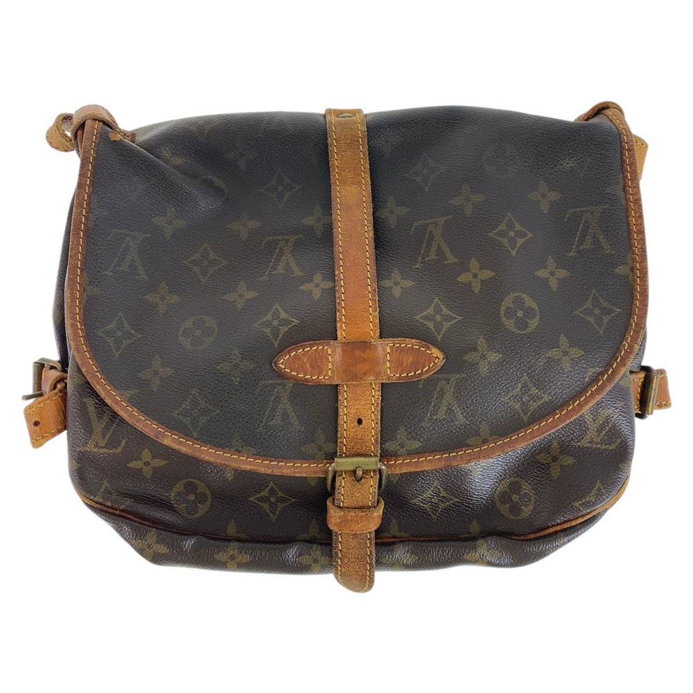 LOUIS VUITTON Shoulder Bag M42256 PVC, Leather Brown Gold Metal Shoulder Bag Messenger bag Monogram Saumur30 Women Used Authentic