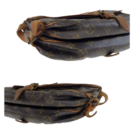 LOUIS VUITTON Shoulder Bag M42256 PVC, Leather Brown Gold Metal Shoulder Bag Messenger bag Monogram Saumur30 Women Used Authentic