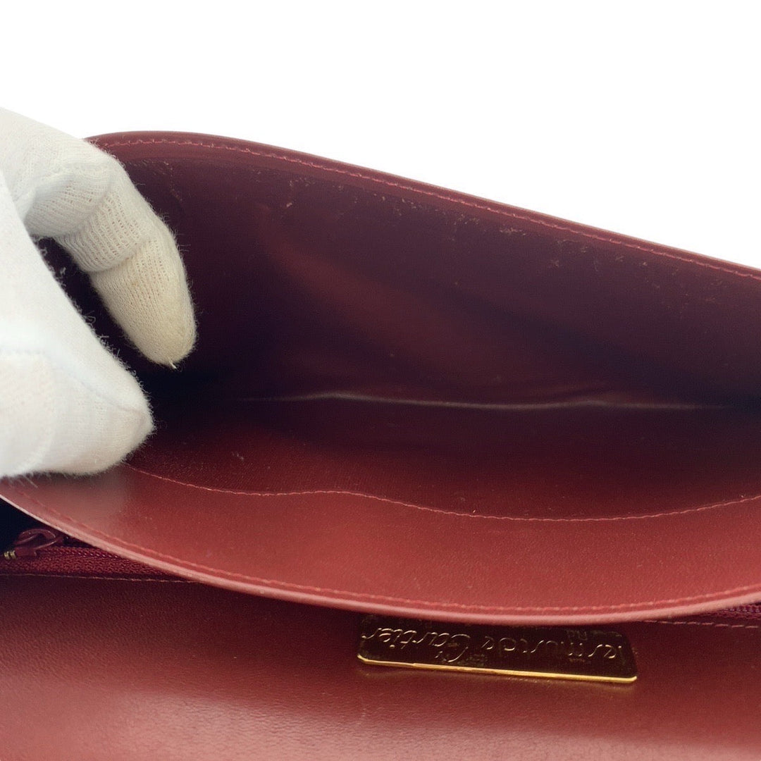 CARTIER Clutch bag leather wine-red Must Line