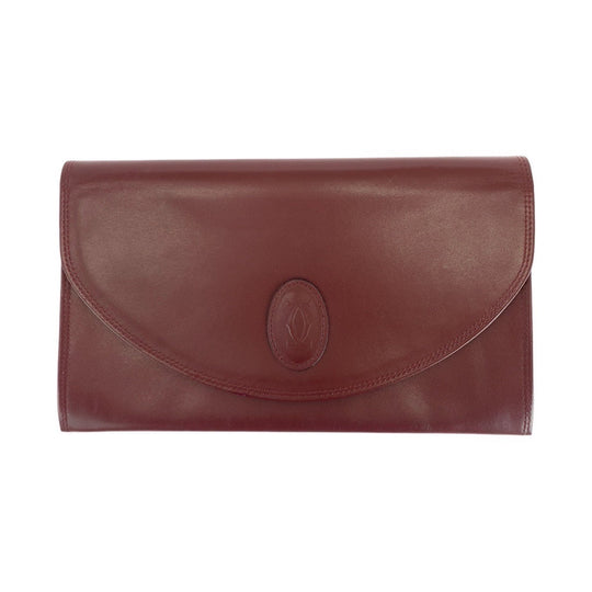 CARTIER Clutch bag leather wine-red Must Line