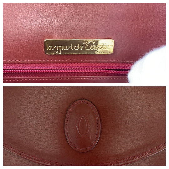 CARTIER Clutch bag leather wine-red Must Line