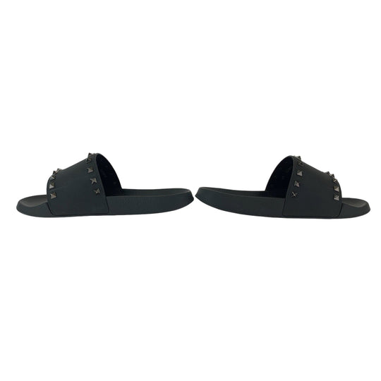 Valentino Sandals VY0S0873 JGC 0NO rubber black sandals beach sandals Rockstud Rubber Slides mens 41 Used Authentic