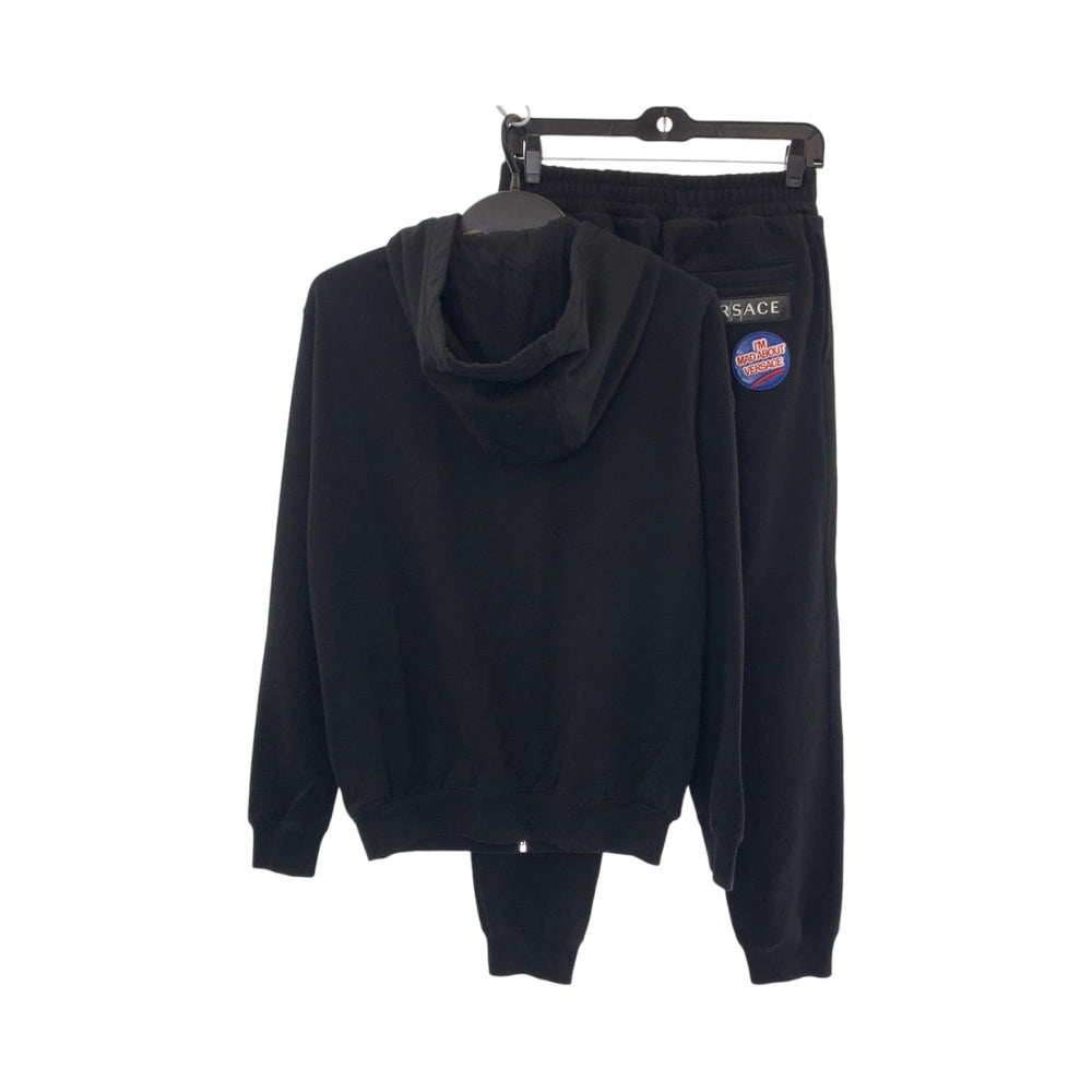 VERSACE setup cotton black black multicolor Set up, top and bottom set, sweatshirt, hoodie, pants Multicolor Patch mens M Used Authentic
