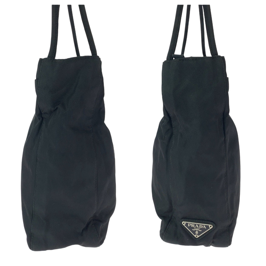 PRADA Tote Bag Nylon Black SilverMetal Tote Bag Shoulder Bag Women Used Authentic