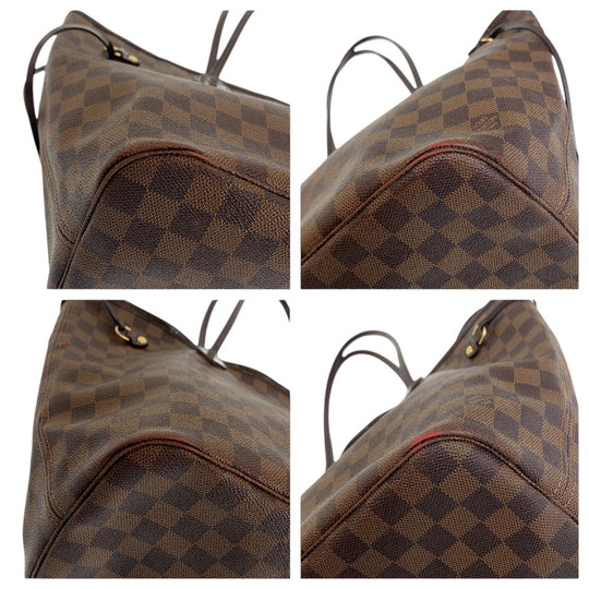 LOUIS VUITTON Tote Bag M51105 PVC Brown Gold Metal Monogram Neverfull MM