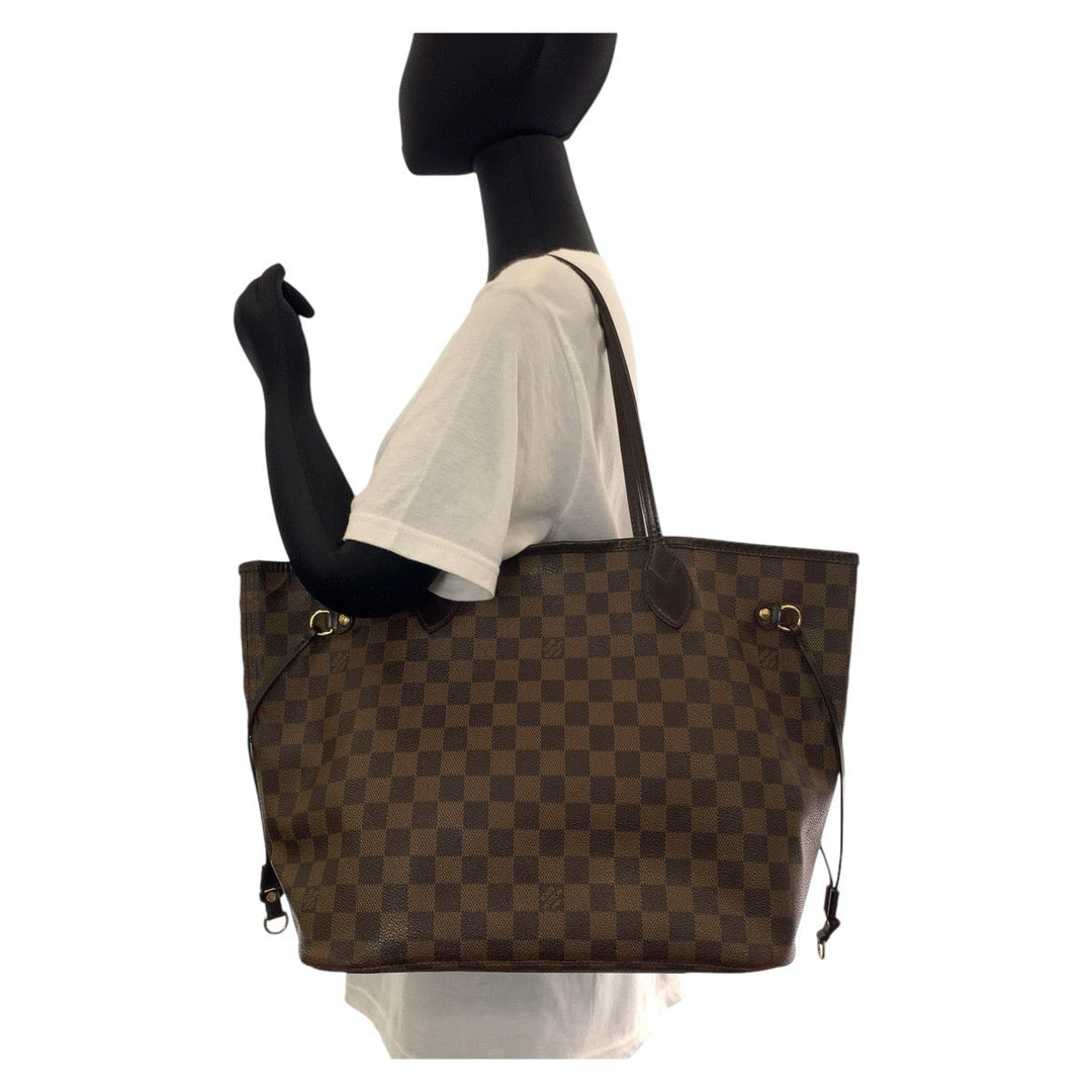 LOUIS VUITTON Tote Bag M51105 PVC Brown Gold Metal Monogram Neverfull MM