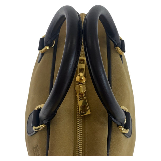 LOEWE Handbag Suede, Leather Beige Brown Gold Metal Handbag Shoulder Bag 2way anagram Amazona 25 Women Used Authentic