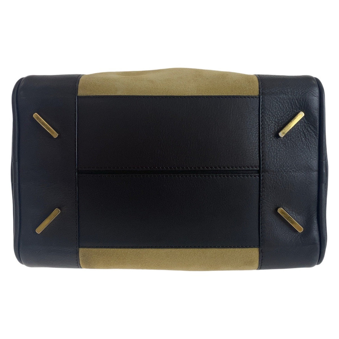 LOEWE Handbag Suede, Leather Beige Brown Gold Metal Handbag Shoulder Bag 2way anagram Amazona 25 Women Used Authentic