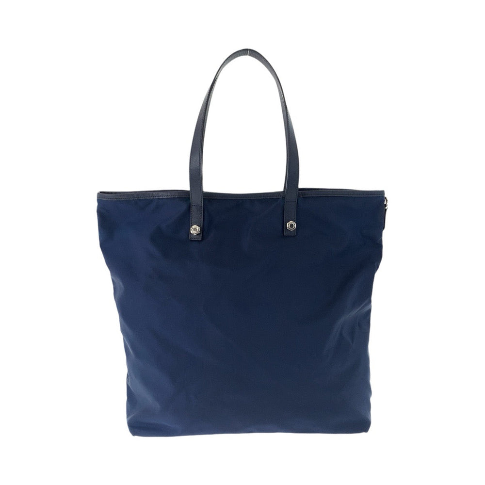 PRADA Tote Bag Nylon Navy SilverMetal Tote Bag Shoulder Bag Tessuto Robot Patchwork Bijou Triangle With logo Women Used Authentic
