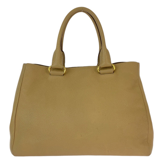 PRADA Tote Bag leather Beige Gold Metal Tote Bag Handbag Shoulder Bag Vitterodino Women Used Authentic