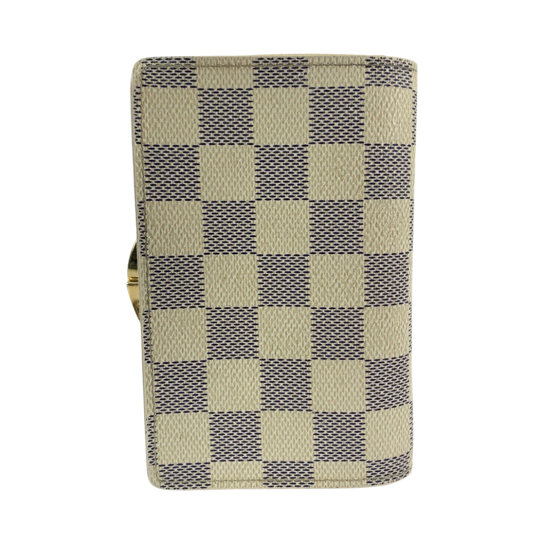 LOUIS VUITTON Bifold Wallet N61676 PVC White Gray Gold Metal Folding wallet Compact wallet Damier Azur Portefeuille Viennoiserie Women Used Authentic