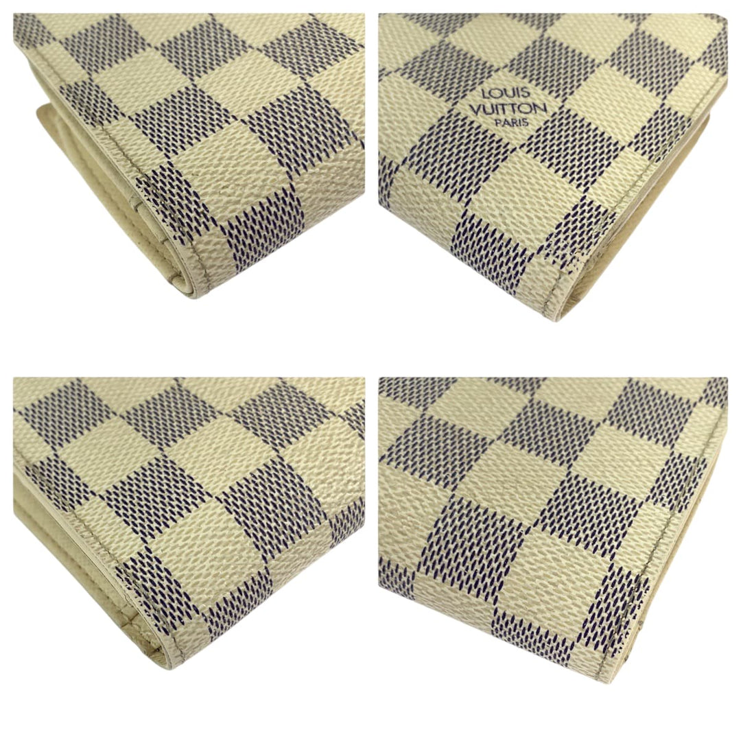 LOUIS VUITTON Bifold Wallet N61676 PVC White Gray Gold Metal Folding wallet Compact wallet Damier Azur Portefeuille Viennoiserie Women Used Authentic