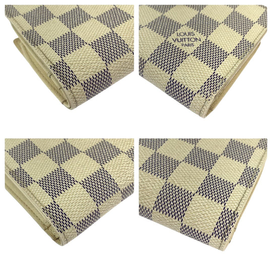 LOUIS VUITTON Bifold Wallet N61676 PVC White Gray Gold Metal Folding wallet Compact wallet Damier Azur Portefeuille Viennoiserie Women Used Authentic