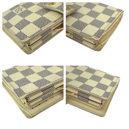LOUIS VUITTON Bifold Wallet N61676 PVC White Gray Gold Metal Folding wallet Compact wallet Damier Azur Portefeuille Viennoiserie Women Used Authentic