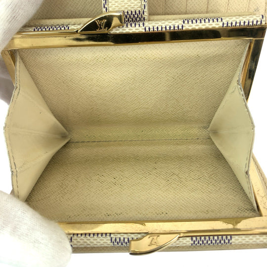 LOUIS VUITTON Bifold Wallet N61676 PVC White Gray Gold Metal Folding wallet Compact wallet Damier Azur Portefeuille Viennoiserie Women Used Authentic
