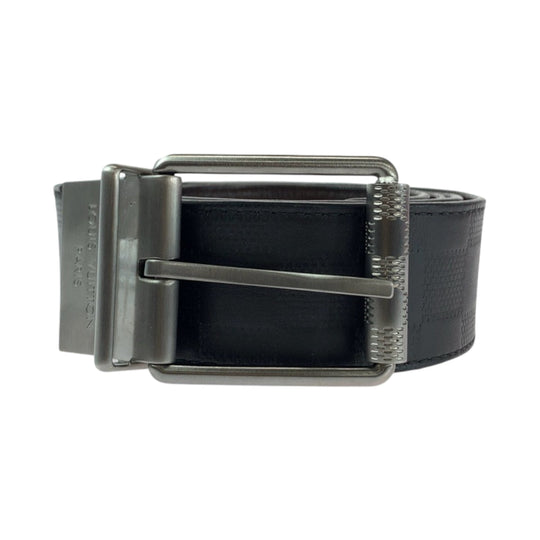 LOUIS VUITTON belt M9150 leather Black Brown SilverMetal belt Damier Anfini Saintur mens No Size (See Description) Used Authentic