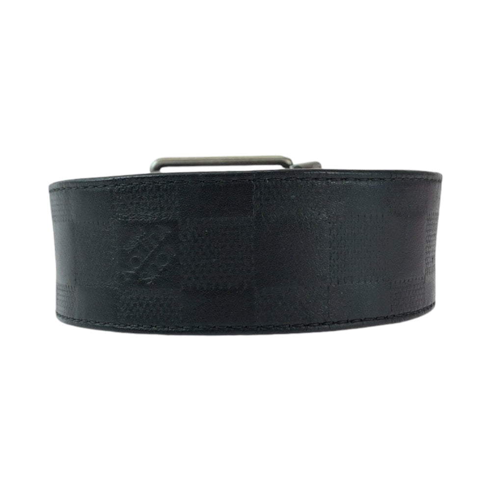 LOUIS VUITTON belt M9150 leather Black Brown SilverMetal belt Damier Anfini Saintur mens No Size (See Description) Used Authentic