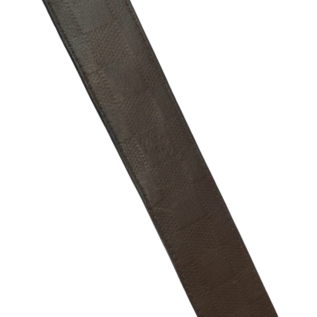 LOUIS VUITTON belt M9150 leather Black Brown SilverMetal belt Damier Anfini Saintur mens No Size (See Description) Used Authentic