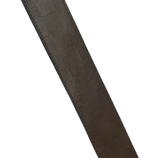LOUIS VUITTON belt M9150 leather Black Brown SilverMetal belt Damier Anfini Saintur mens No Size (See Description) Used Authentic
