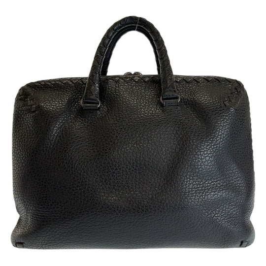 BOTTEGAVENETA Business bag leather Black SilverMetal Business bag briefcase INTRECCIATO mens Used Authentic