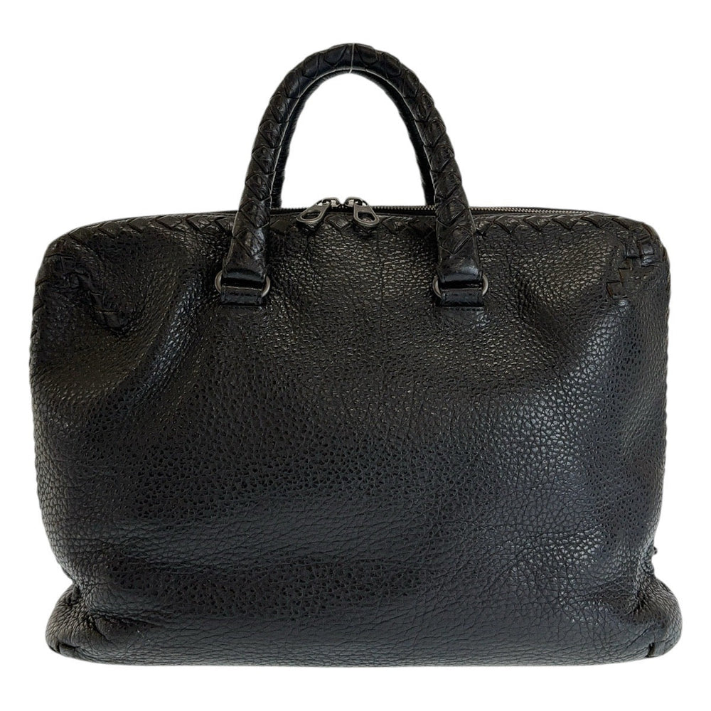 BOTTEGAVENETA Business bag leather Black SilverMetal Business bag briefcase INTRECCIATO mens Used Authentic