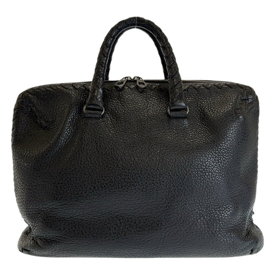 BOTTEGAVENETA Business bag leather Black SilverMetal Business bag briefcase INTRECCIATO mens Used Authentic