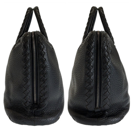 BOTTEGAVENETA Business bag leather Black SilverMetal Business bag briefcase INTRECCIATO mens Used Authentic