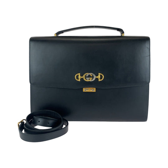GUCCI Business bag 581531 Calfskin Black GoldMetal Business bag briefcase Zumi mens Used Authentic