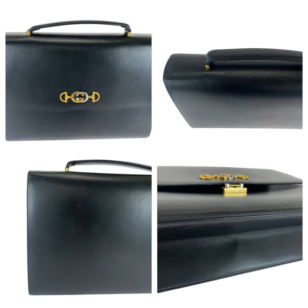 GUCCI Business bag 581531 Calfskin Black GoldMetal Business bag briefcase Zumi mens Used Authentic