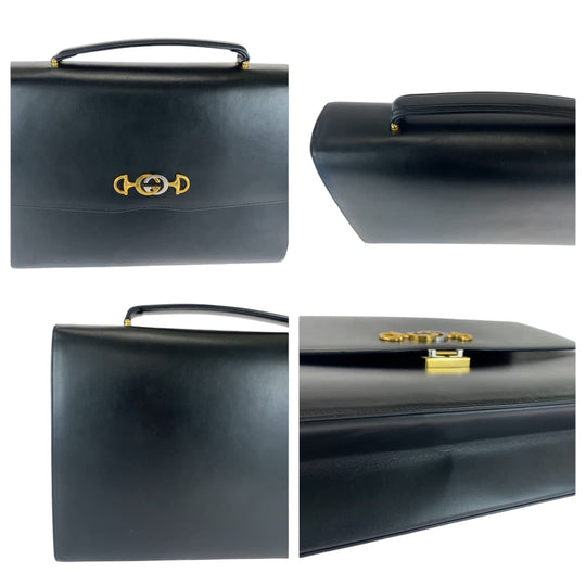 GUCCI Business bag 581531 Calfskin Black GoldMetal Business bag briefcase Zumi mens Used Authentic