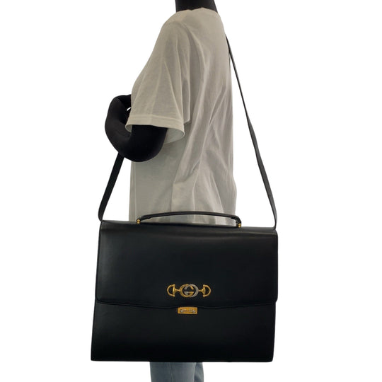 GUCCI Business bag 581531 Calfskin Black GoldMetal Business bag briefcase Zumi mens Used Authentic