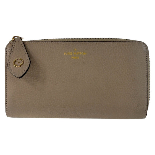 LOUIS VUITTON Long Wallet Purse M63104 leather Galle Beige Gold Metal Long Wallet Purse Taurillon Clemence Portefeuille comet Women Used Authentic