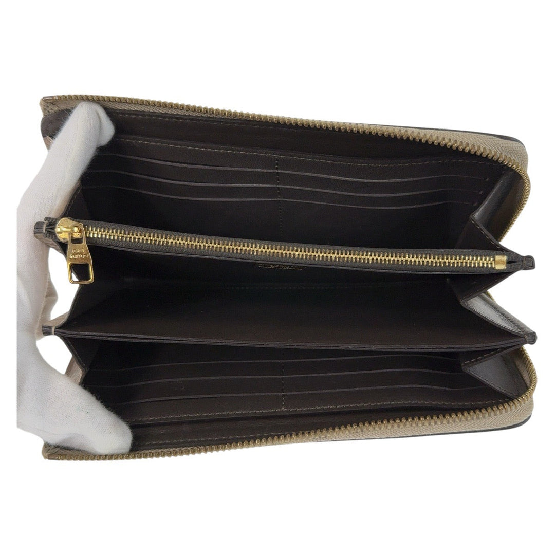LOUIS VUITTON Long Wallet Purse M63104 leather Galle Beige Gold Metal Long Wallet Purse Taurillon Clemence Portefeuille comet Women Used Authentic
