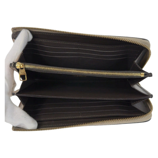 LOUIS VUITTON Long Wallet Purse M63104 leather Galle Beige Gold Metal Long Wallet Purse Taurillon Clemence Portefeuille comet Women Used Authentic
