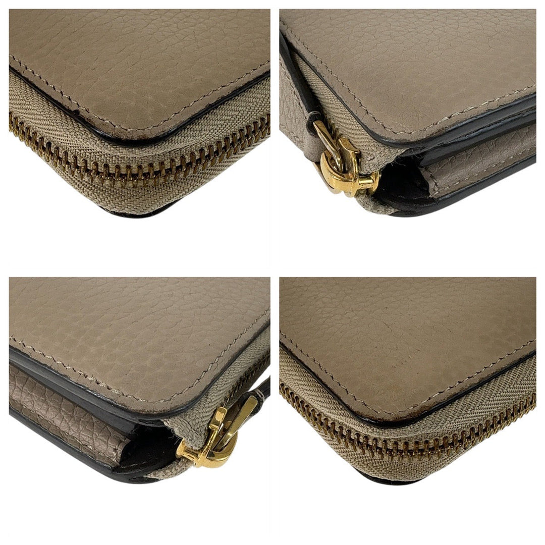 LOUIS VUITTON Long Wallet Purse M63104 leather Galle Beige Gold Metal Long Wallet Purse Taurillon Clemence Portefeuille comet Women Used Authentic