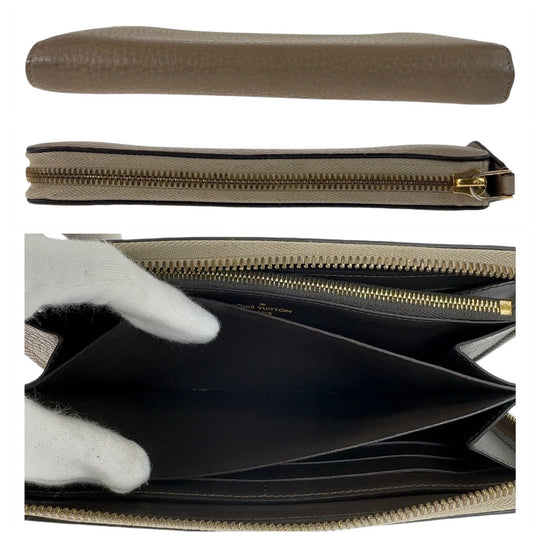 LOUIS VUITTON Long Wallet Purse M63104 leather Galle Beige Gold Metal Long Wallet Purse Taurillon Clemence Portefeuille comet Women Used Authentic